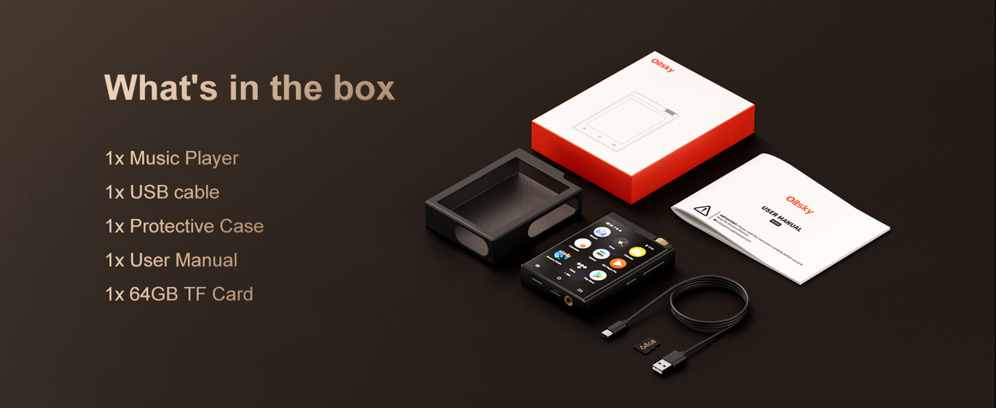 Oilsky portable mp3 player with 64gb card