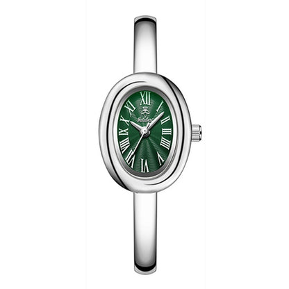 Women's retro quartz watch with oval face