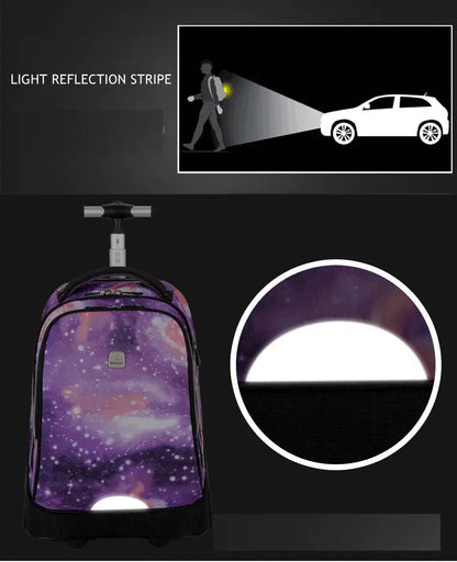Reliable performance rolling school backpack