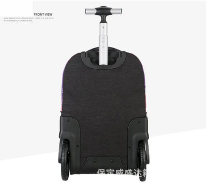 Teenagers rolling school bag