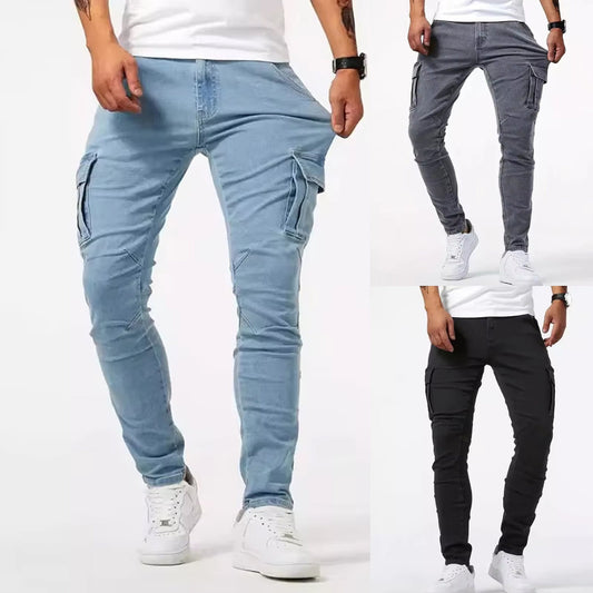 Men’s casual cargo pants denim