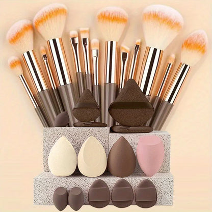 Complete cosmetic brush kit for travel.