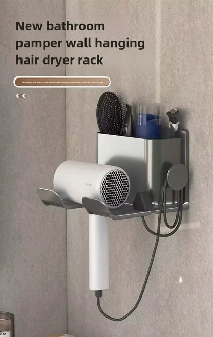 Non-drilling wall shelf for hair dryer