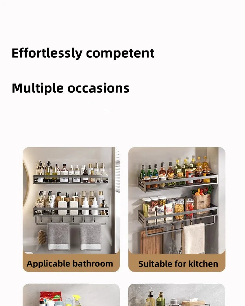 brushed golden recessed shower shelf - Bathroom Accessories - Shower Corner Shelf with Towel Bar