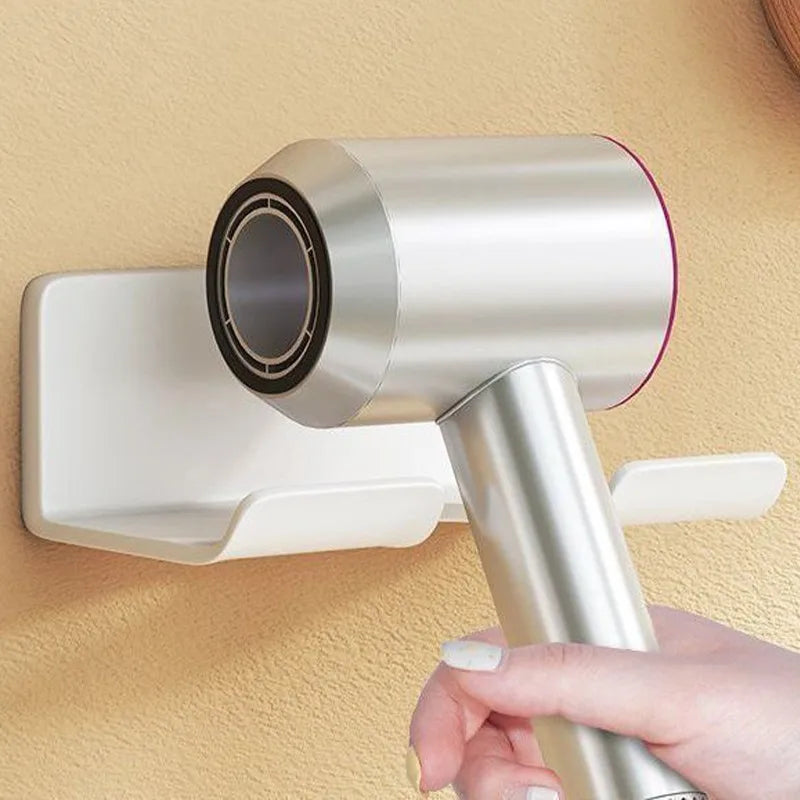 Non-drill wall bathroom shelf for hair dryer