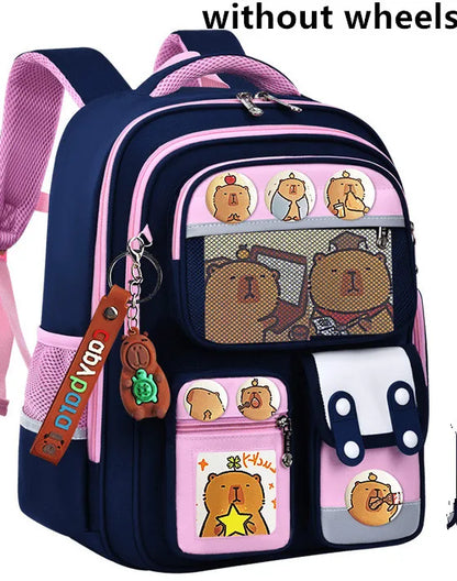 High capacity rolling backpack for students