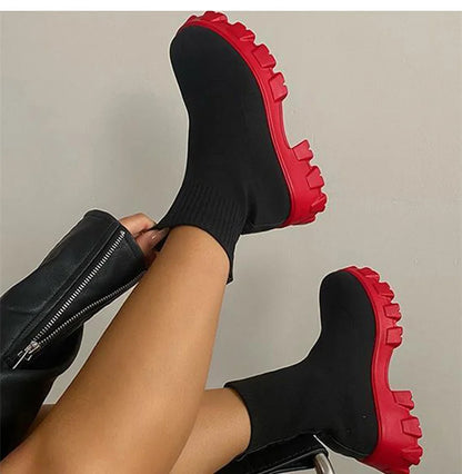 Women's white platform ankle boots