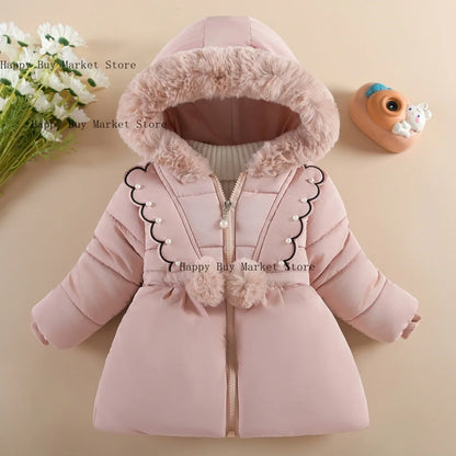 Girls winter coat with pearls