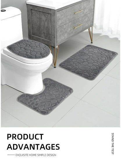 Comfortable soft three-piece bath mat