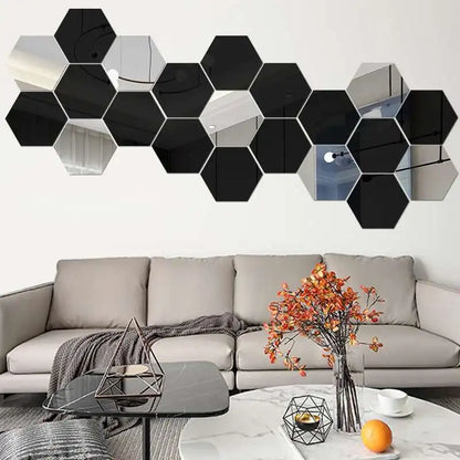 removable mirror stickers - Home Decor - 3D Hexagon Mirror Wall Sticker
