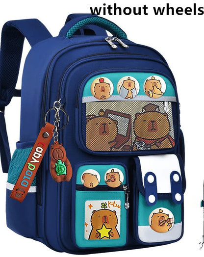 Kids wheeled school bag with cartoon design