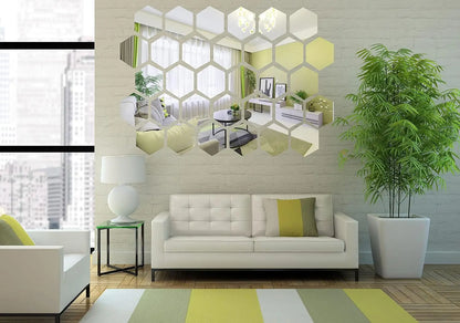 d hexagonal mirror sticker - Home Decor - 3D Hexagon Mirror Wall Sticker