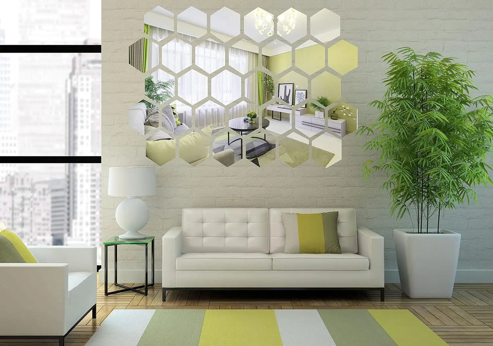 d hexagonal mirror sticker - Home Decor - 3D Hexagon Mirror Wall Sticker