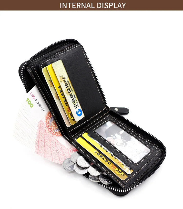 Compact men's wallet with coin pocket