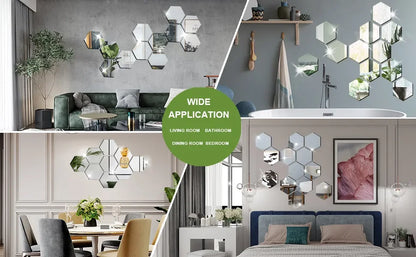 d hexagonal mirror sticker - Home Decor - 3D Hexagon Mirror Wall Sticker