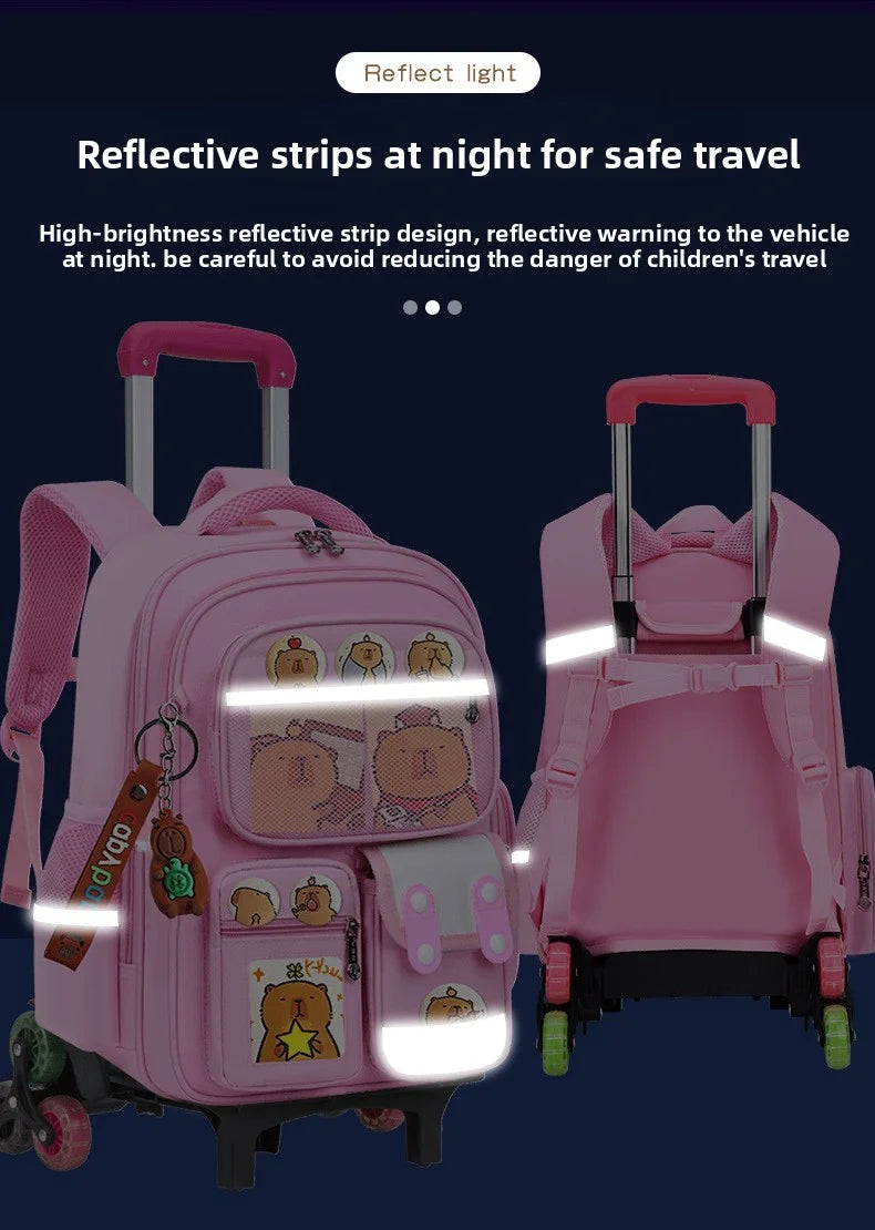 Durable wheeled school backpack