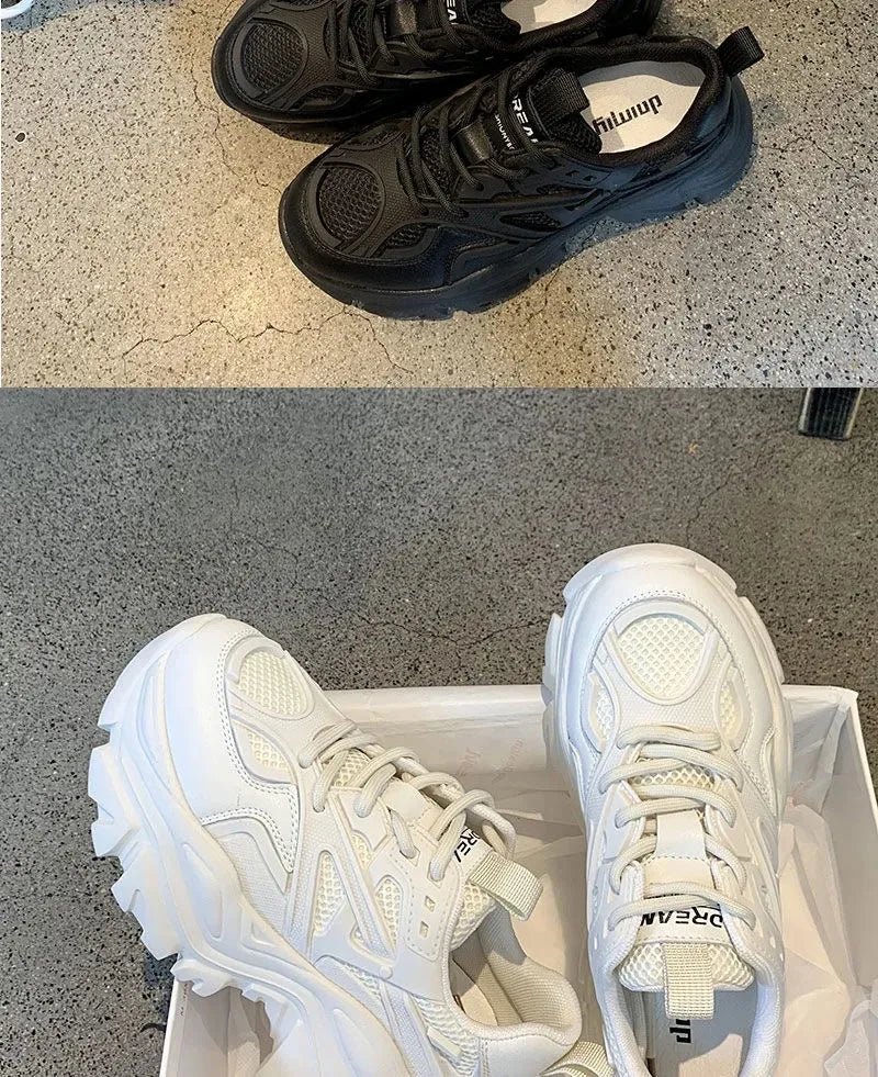 Footwear - Women-s Black Platform Sport Shoes - women's black platform sneakers footwear