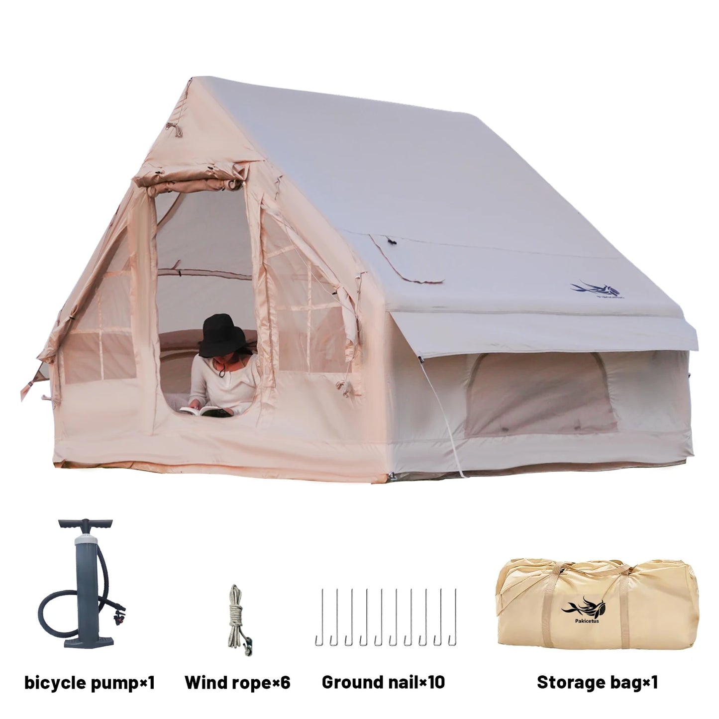 Four-season inflatable tent for families