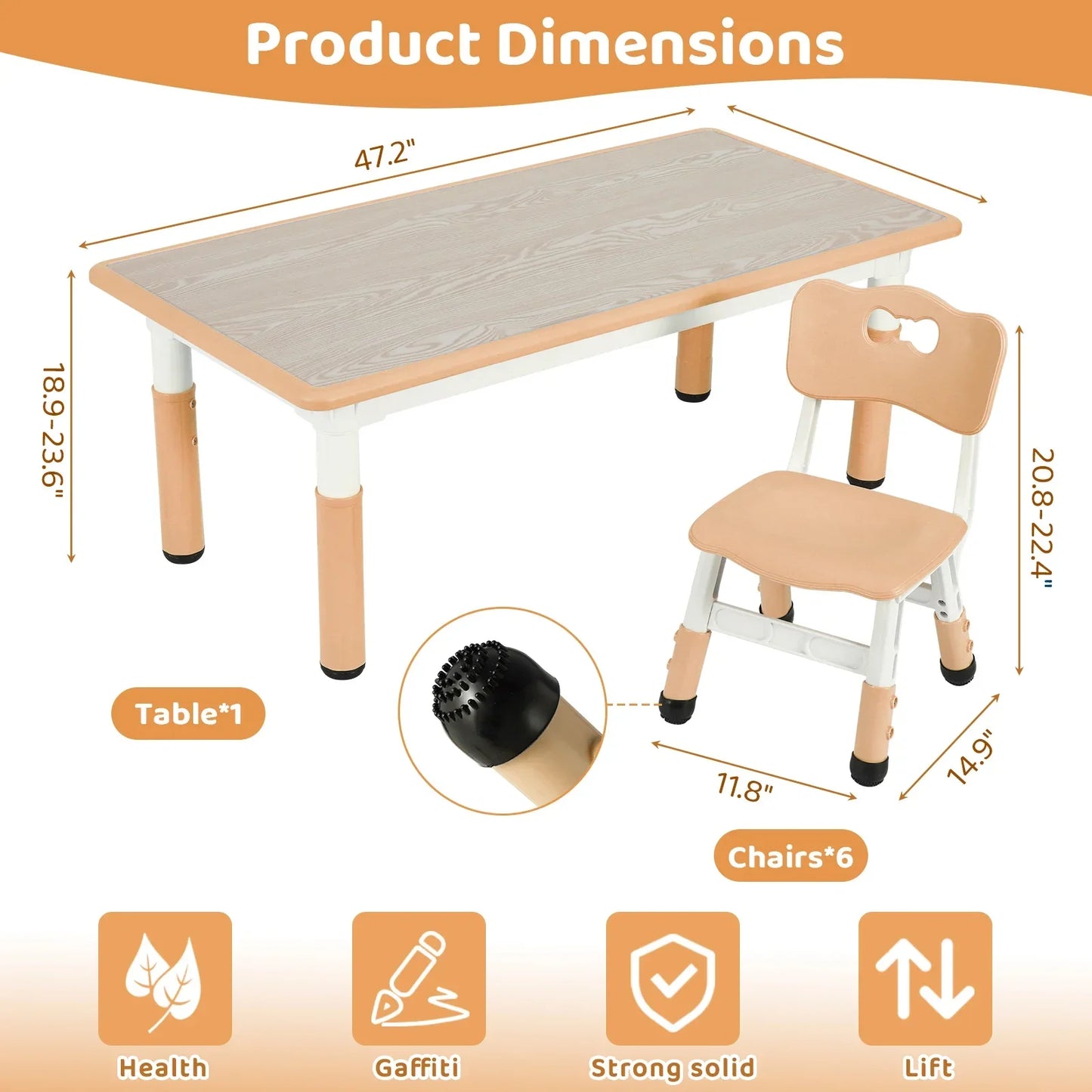 Ergonomic kids study table set