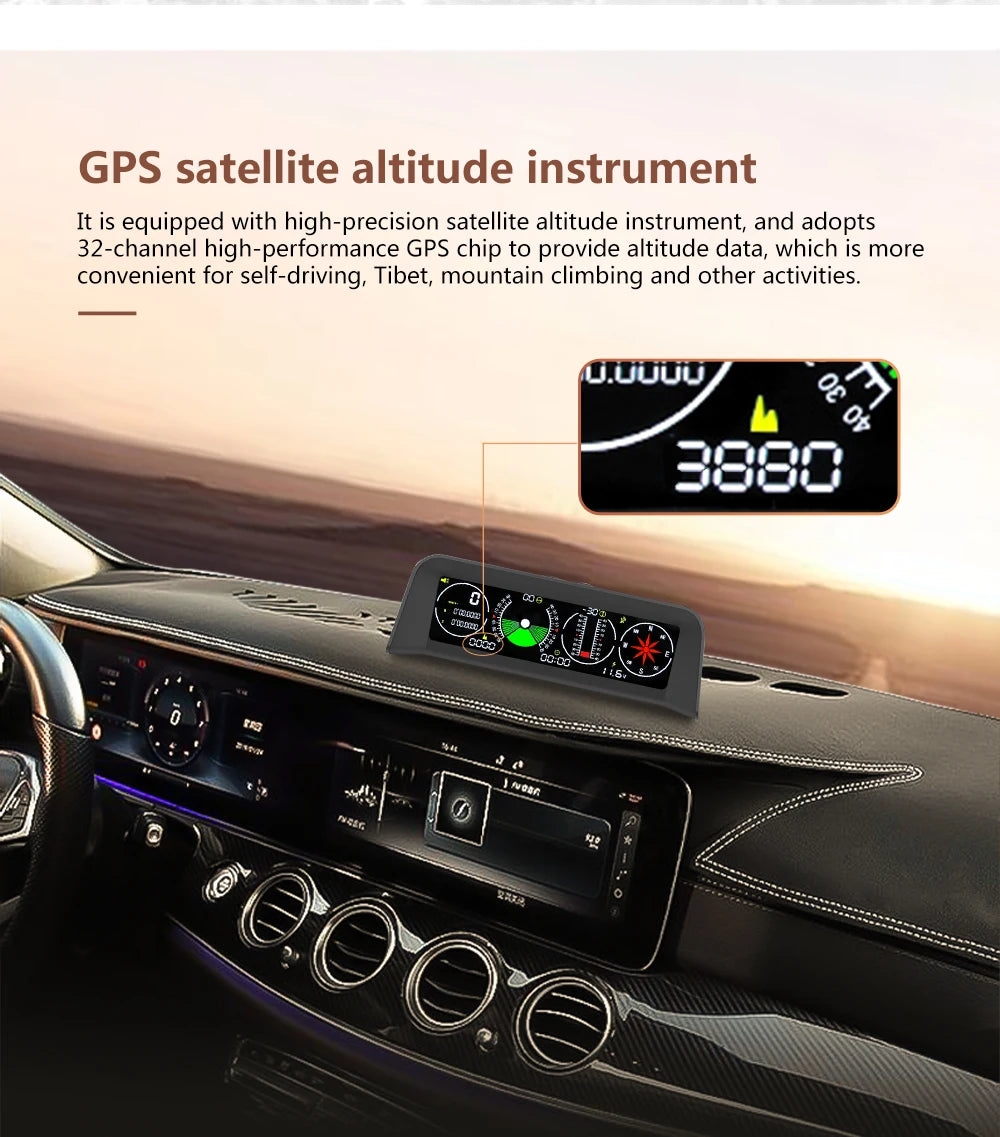 Hud pitch angle meter car