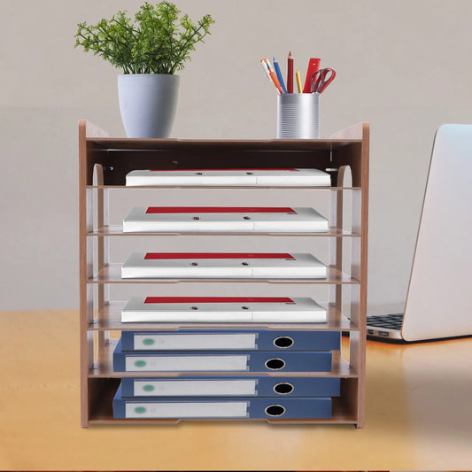 7-tier wooden paper organizer