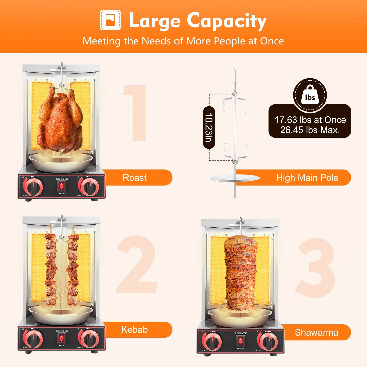 Commercial gas vertical kebab machine