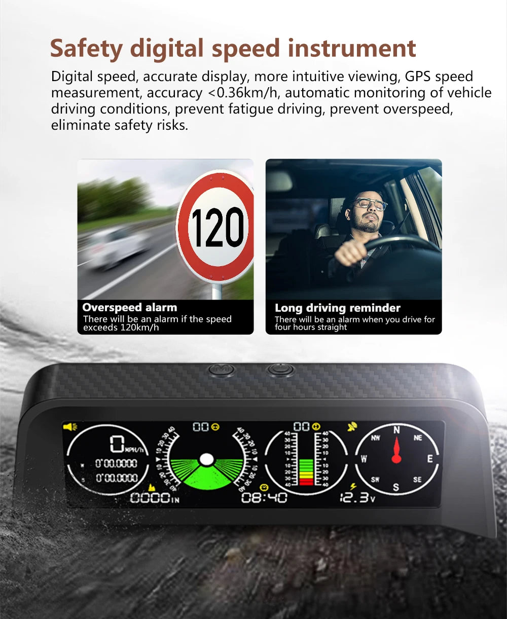 Slope meter car hud display