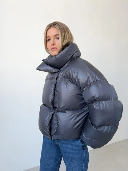 Single breasted thick parka for office wear
