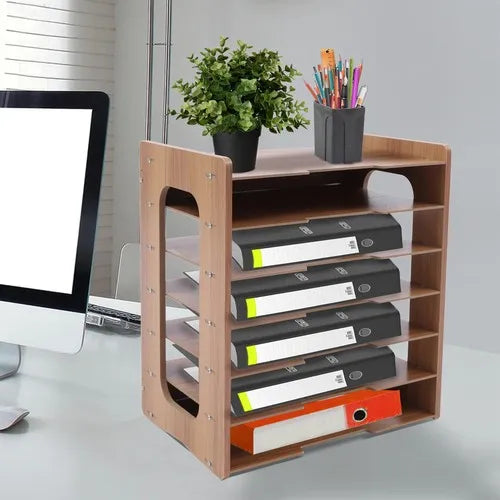 Natural wood color office organizer