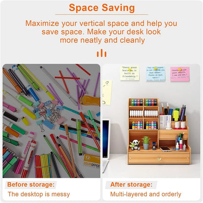 Spacious wooden pen holder