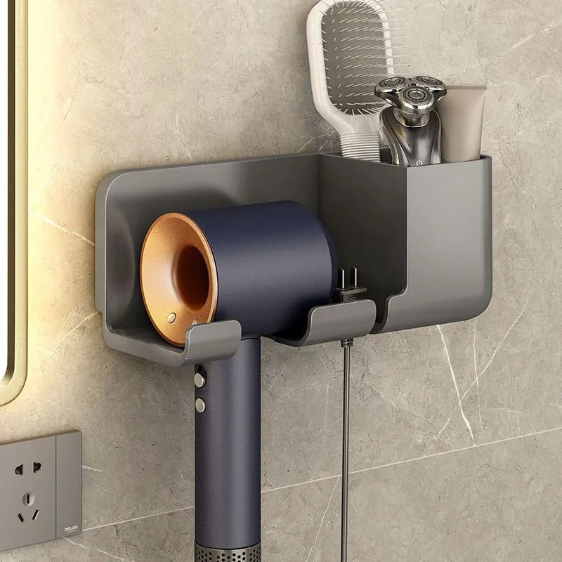 Bathroom organizer for hair dryer