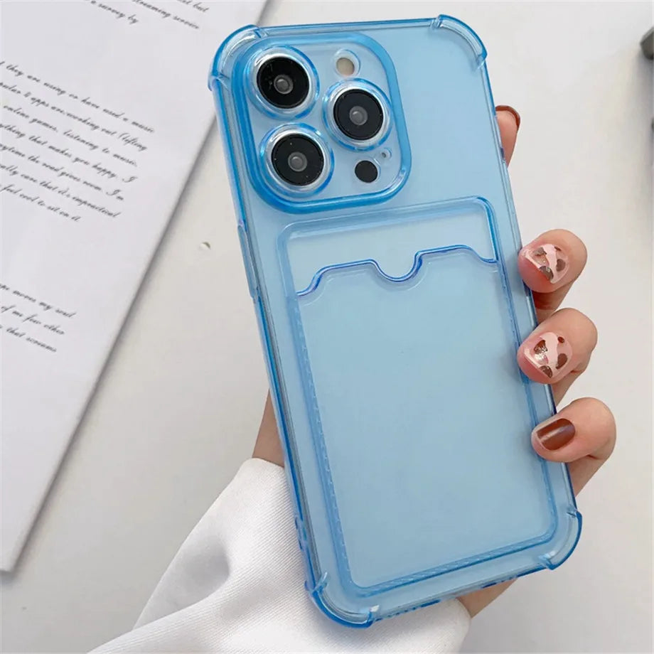 Free shipping Mobile Phone Cases - Transparent Card Holder Phone Case