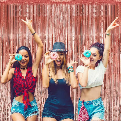 party backdrop - Party Decorations - Metallic Foil Fringe Curtains Backdrop