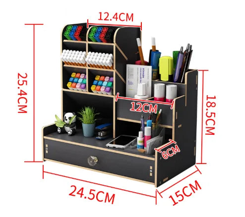 Office supplies storage with drawer