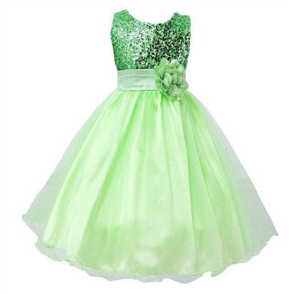 Green Kids Princess Gown for Events
