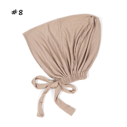 Beige baby bonnet with ties hijab staple