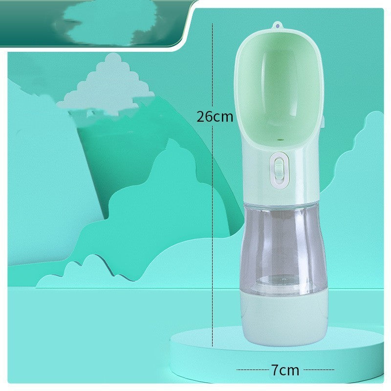 Green pet water bottle with measurements on a green background