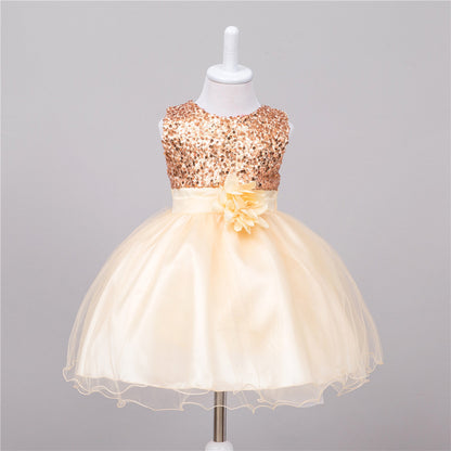 Champagne Princess Children's dress with sequined top and tulle skirt 